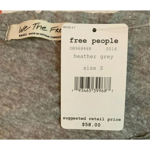 Free People S Gray Heather Cut-Out Neckline Raw Edge Seams Short Sleeve Tee - Picture 6 of 6